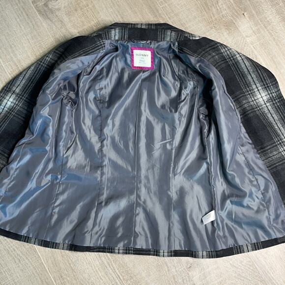 OLD NAVY Black & Grey Plaid Double Button Long Sleeve Pea Coat - Picture 8 of 9